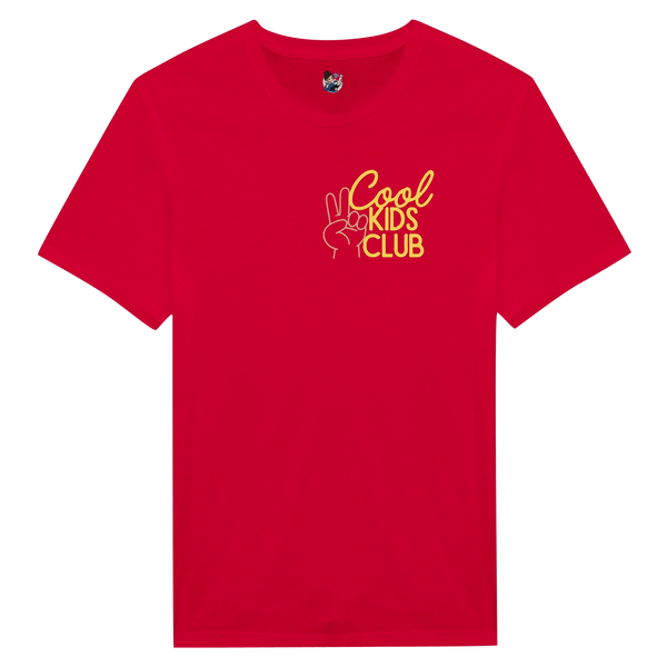 Cool Kids Club t-shirt featuring a playful corner graphic design promoting confidence, individuality, and positive self-expression.
