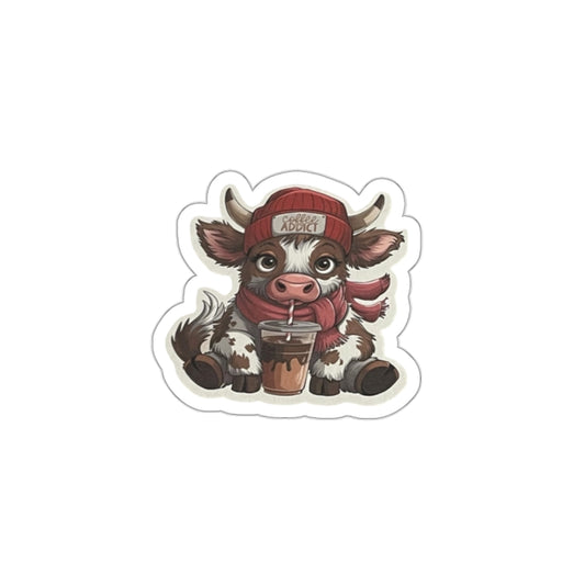 Highland Cow Coffee Addict Sticker