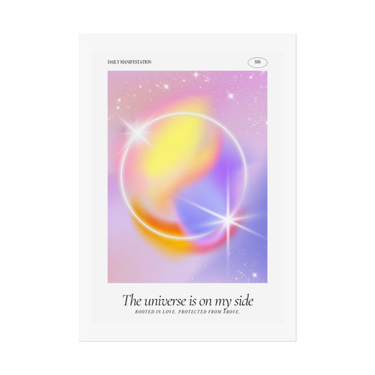Motivational quote poster with a positive manifestation message and dreamy design for bedroom and office wall decor.