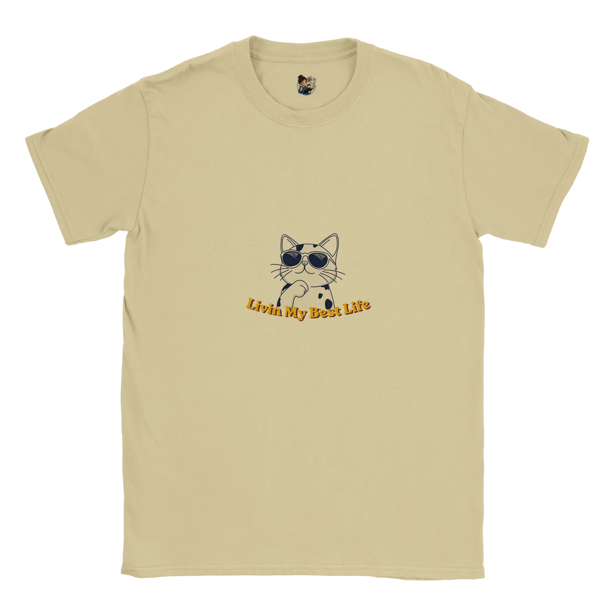 Colourful Living My Best Life cat t-shirt featuring a vibrant graphic cat design, unisex tee for cat lovers and animal enthusiasts.