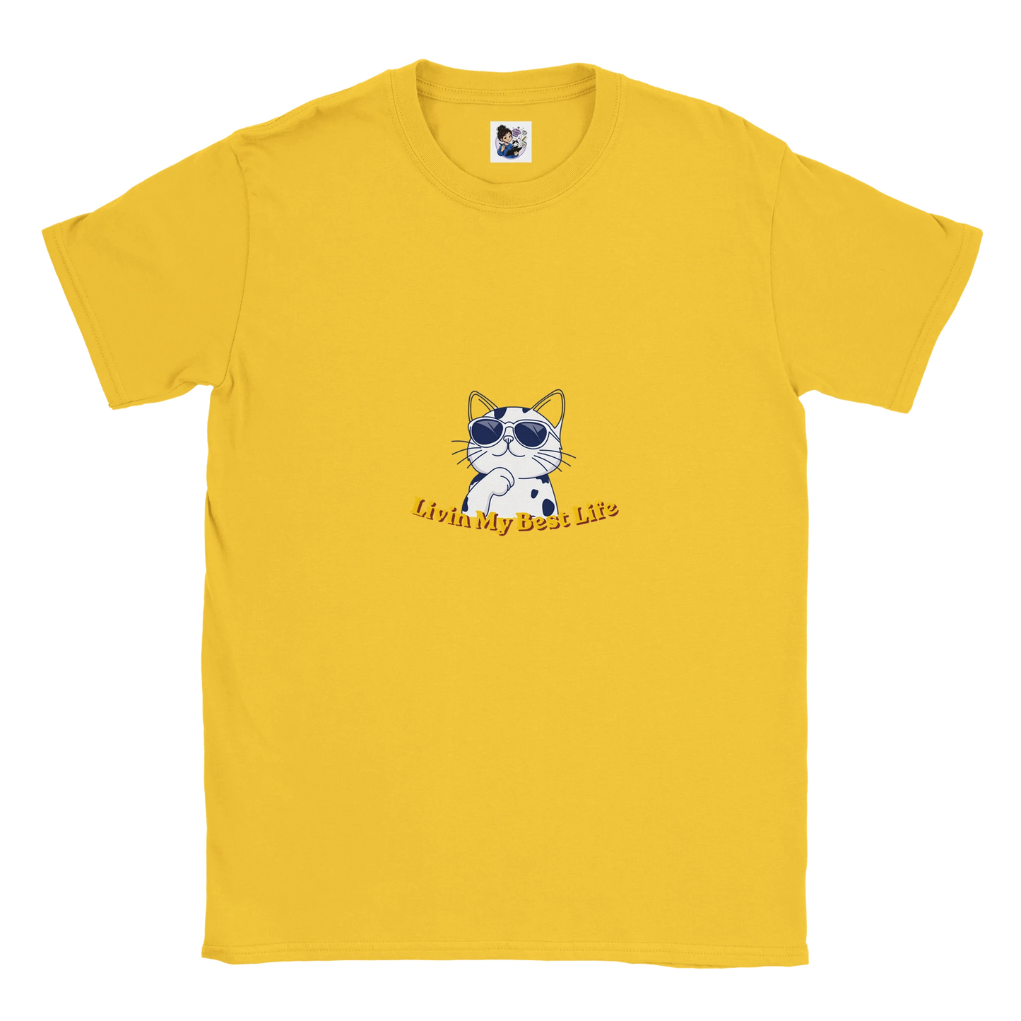Colourful Living My Best Life cat t-shirt featuring a vibrant graphic cat design, unisex tee for cat lovers and animal enthusiasts.