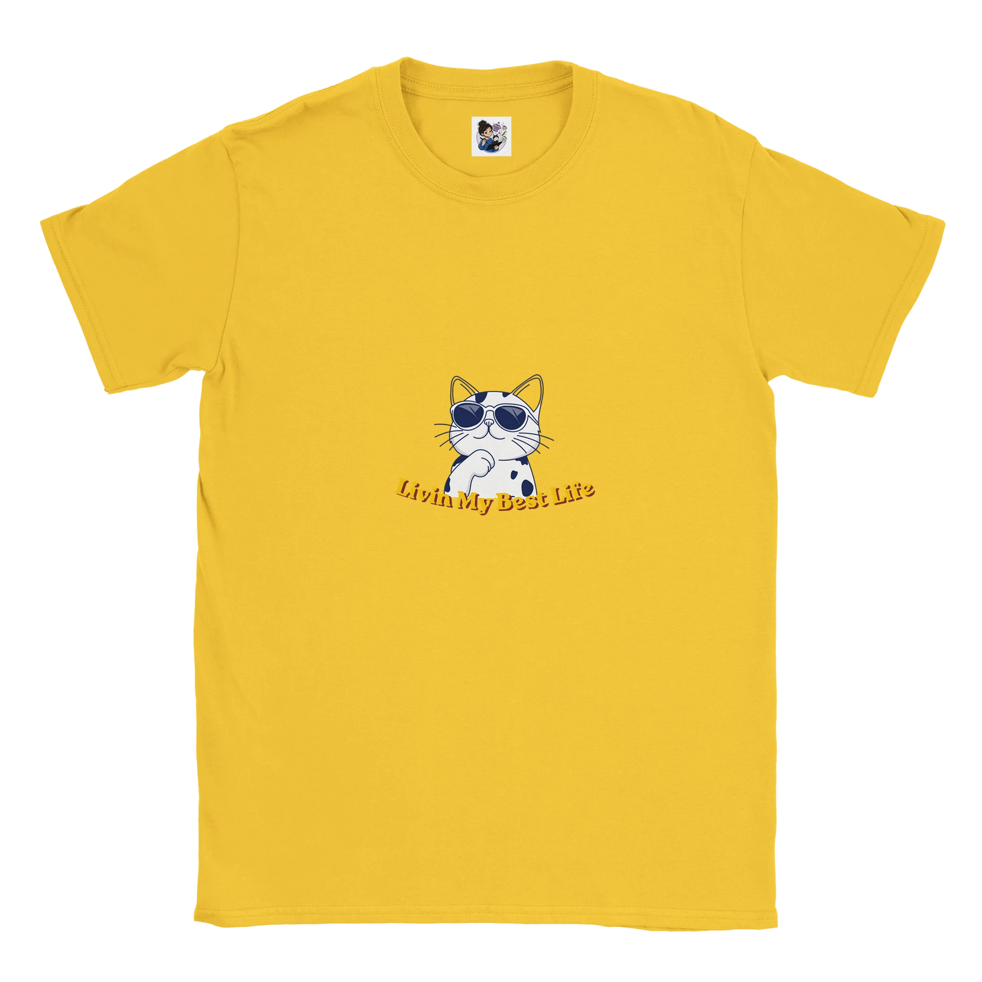Colourful Living My Best Life cat t-shirt featuring a vibrant graphic cat design, unisex tee for cat lovers and animal enthusiasts.