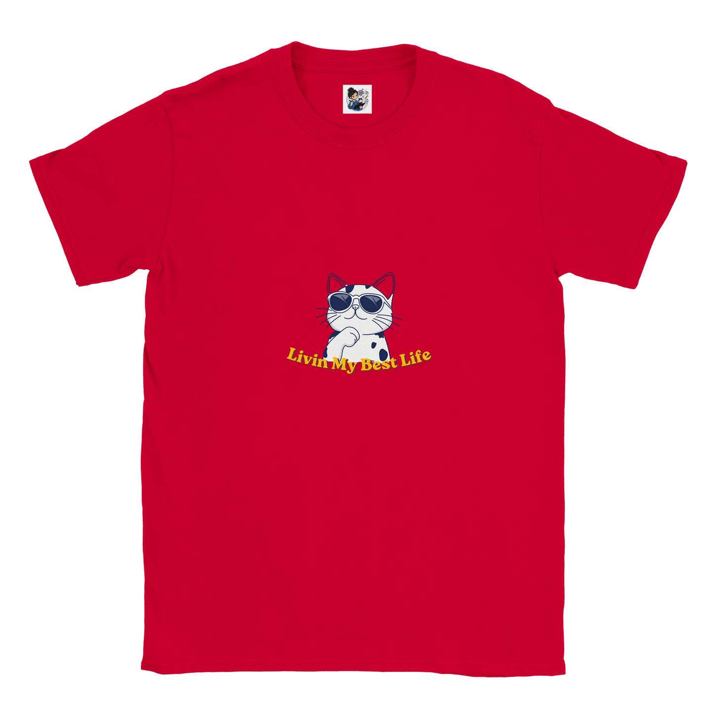Colourful Living My Best Life cat t-shirt featuring a vibrant graphic cat design, unisex tee for cat lovers and animal enthusiasts.