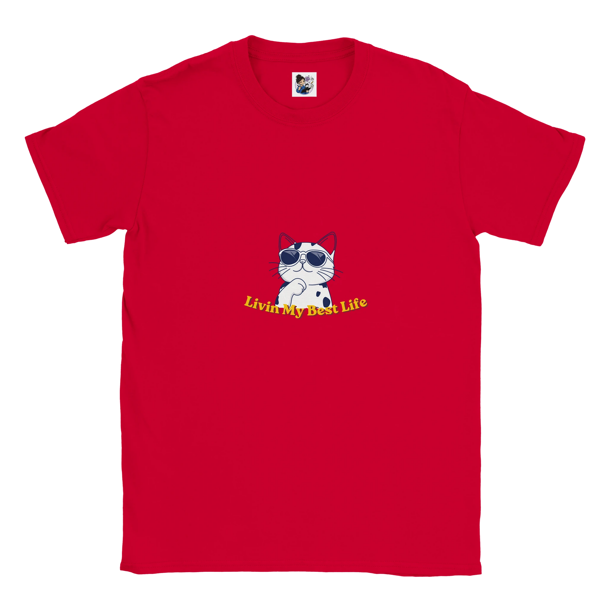 Colourful Living My Best Life cat t-shirt featuring a vibrant graphic cat design, unisex tee for cat lovers and animal enthusiasts.