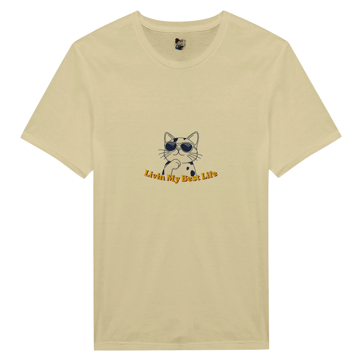 Colourful Living My Best Life cat t-shirt featuring a vibrant graphic cat design, unisex tee for cat lovers and animal enthusiasts.