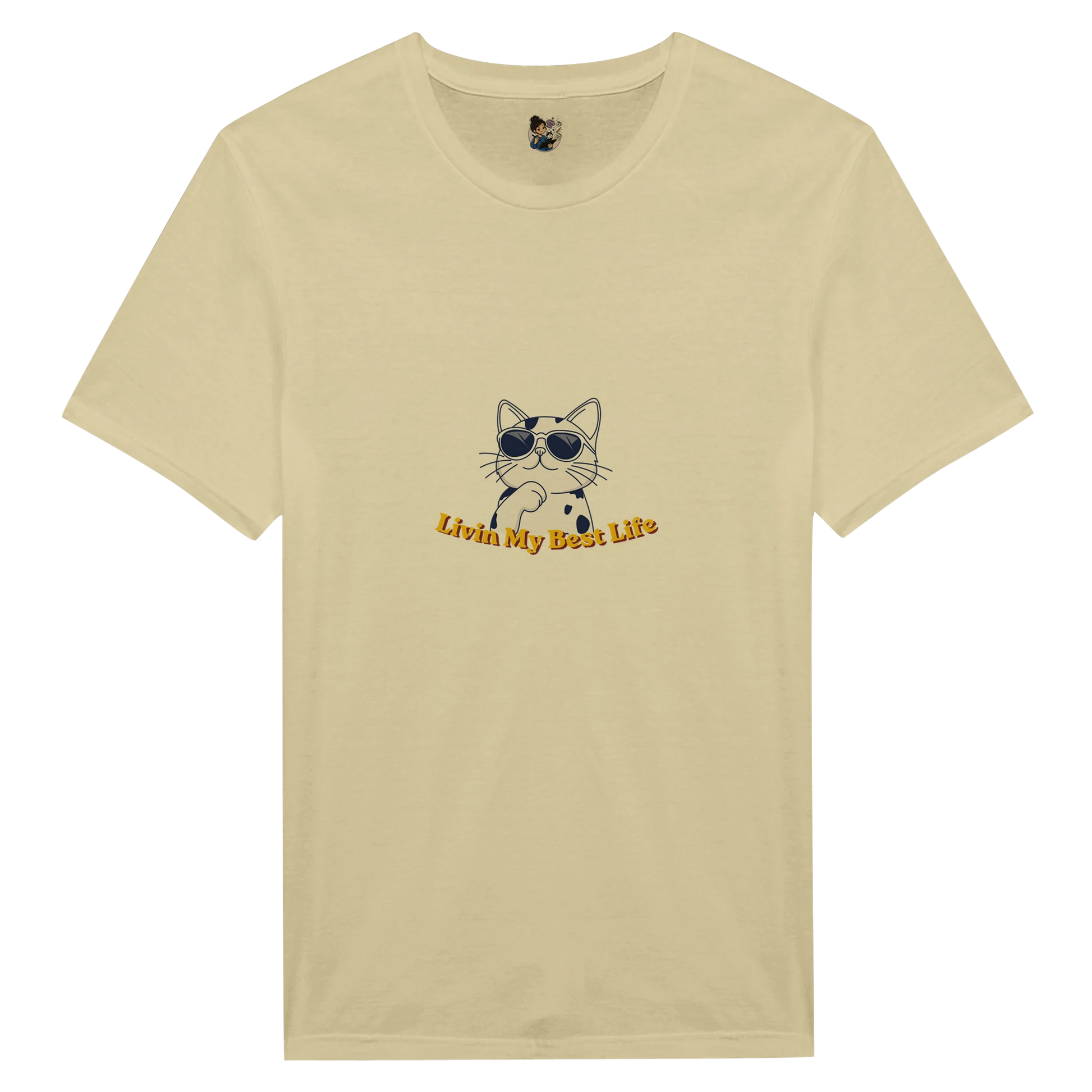 Colourful Living My Best Life cat t-shirt featuring a vibrant graphic cat design, unisex tee for cat lovers and animal enthusiasts.