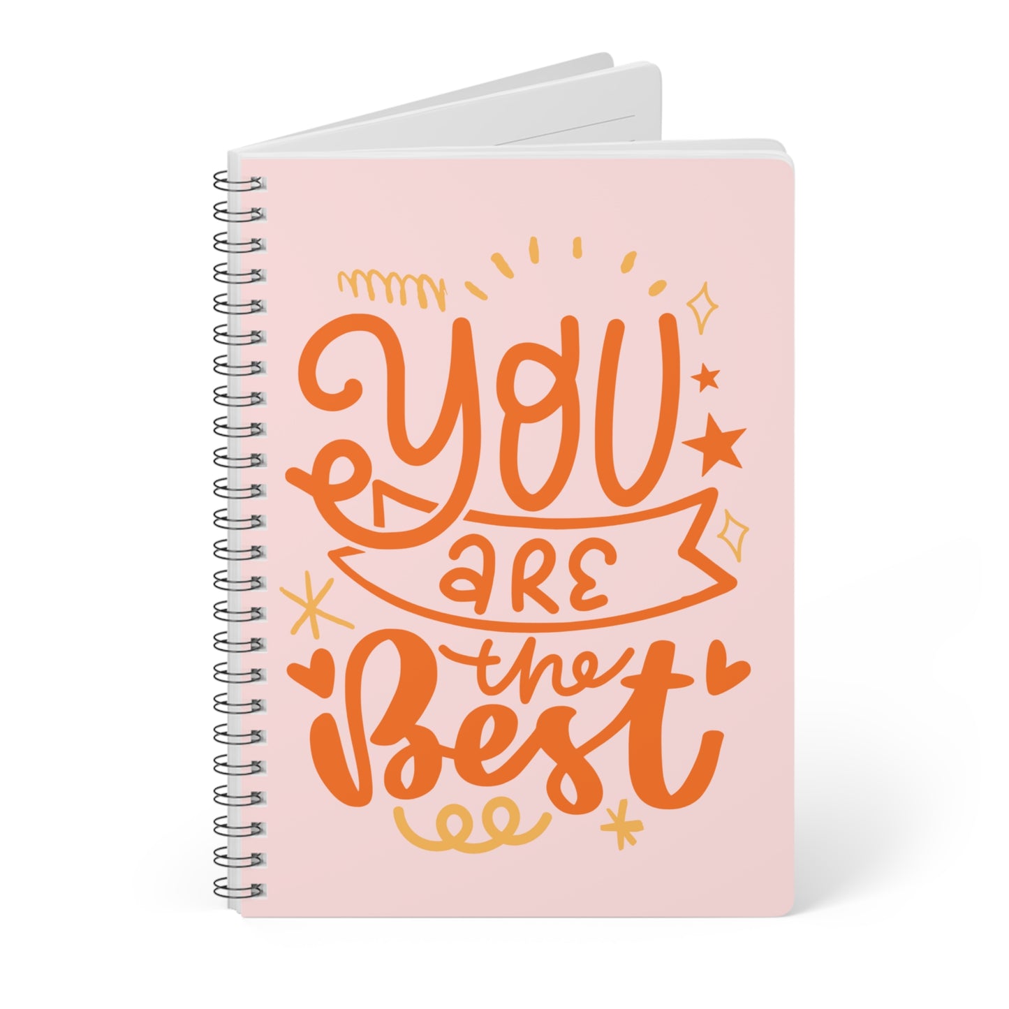 Notebook with 'You are the best' text on a pink background