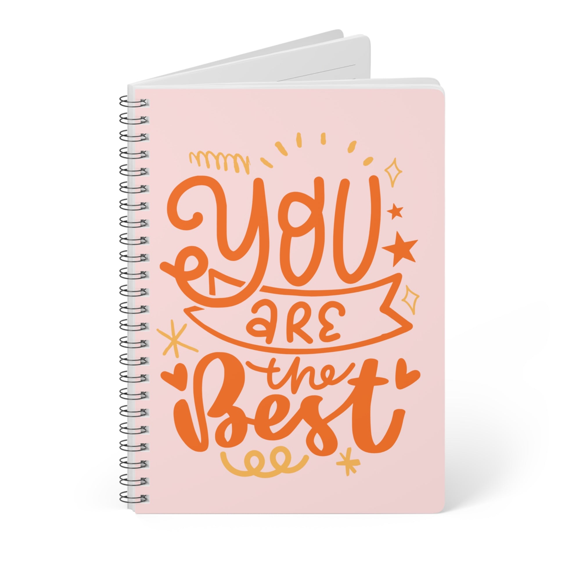 Notebook with 'You are the best' text on a pink background