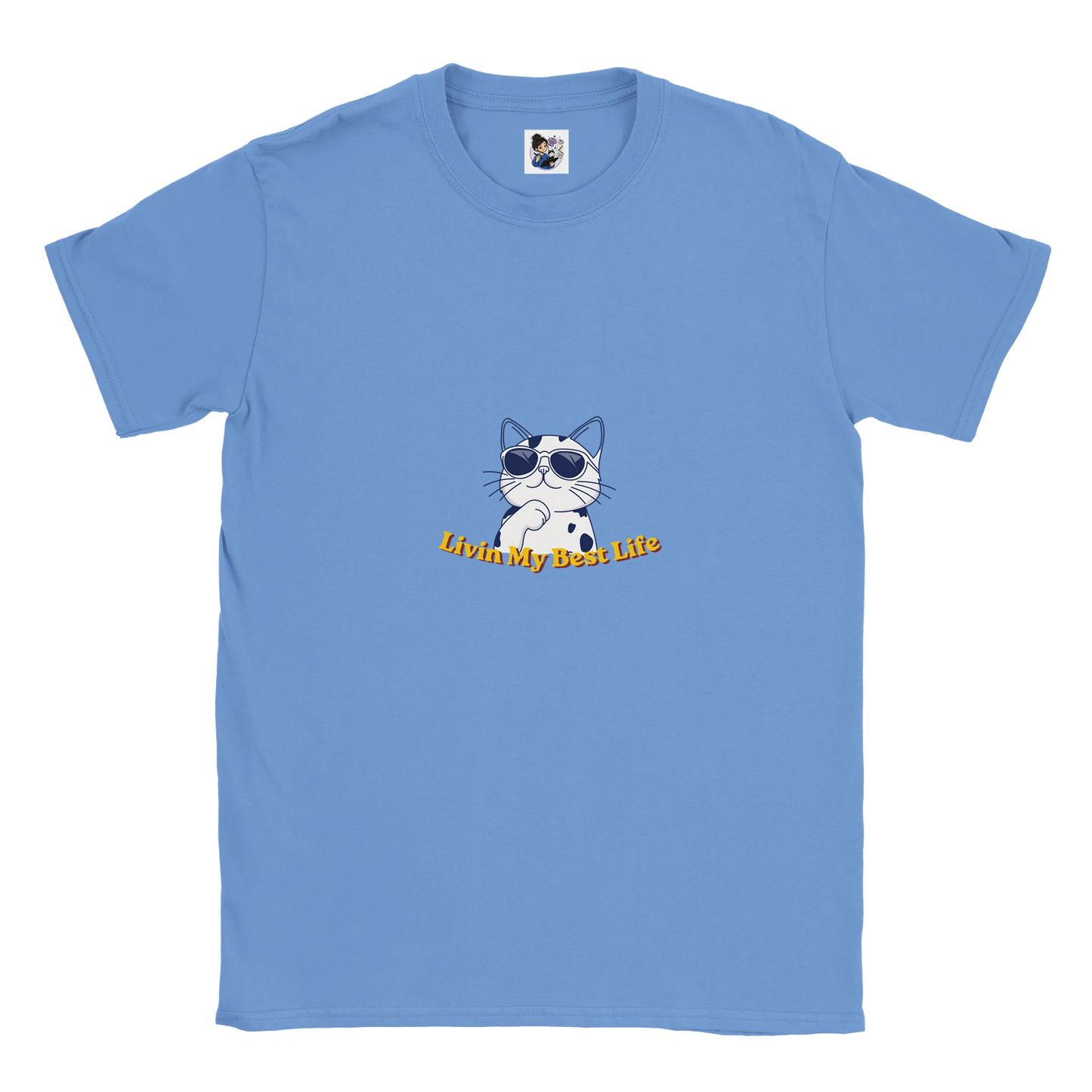 Colourful Living My Best Life cat t-shirt featuring a vibrant graphic cat design, unisex tee for cat lovers and animal enthusiasts.
