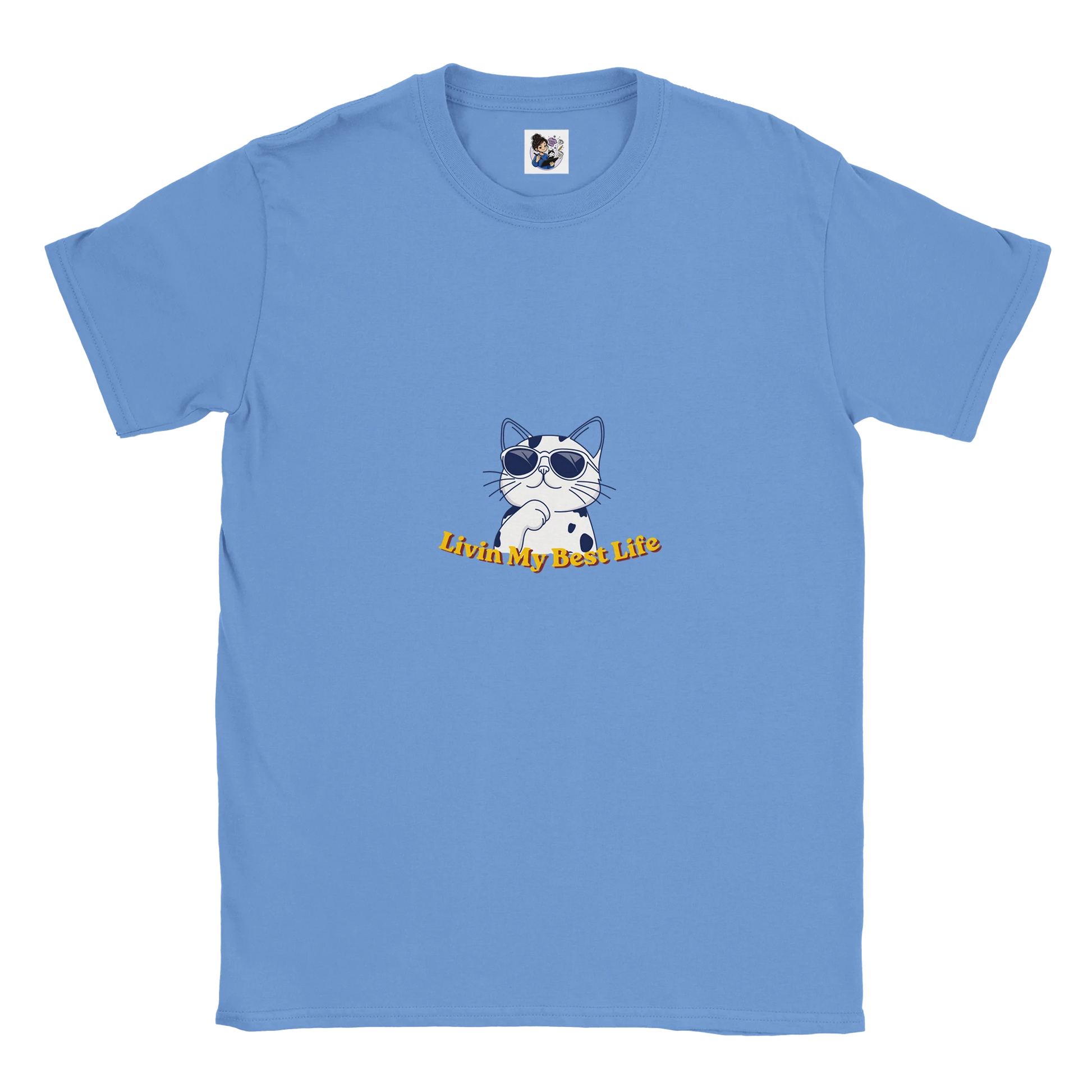 Colourful Living My Best Life cat t-shirt featuring a vibrant graphic cat design, unisex tee for cat lovers and animal enthusiasts.