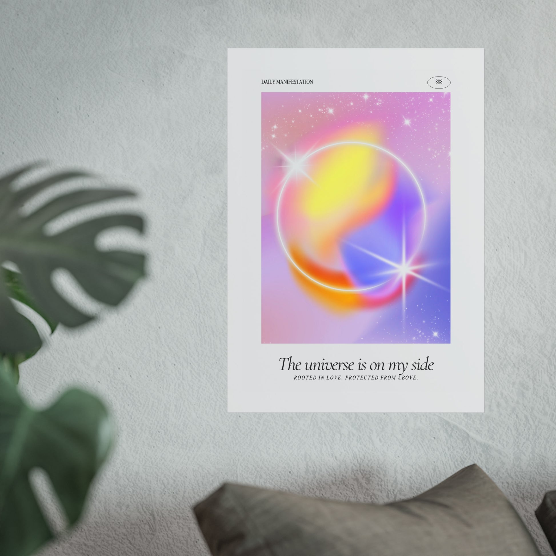Motivational quote poster with a positive manifestation message and dreamy design for bedroom and office wall decor.