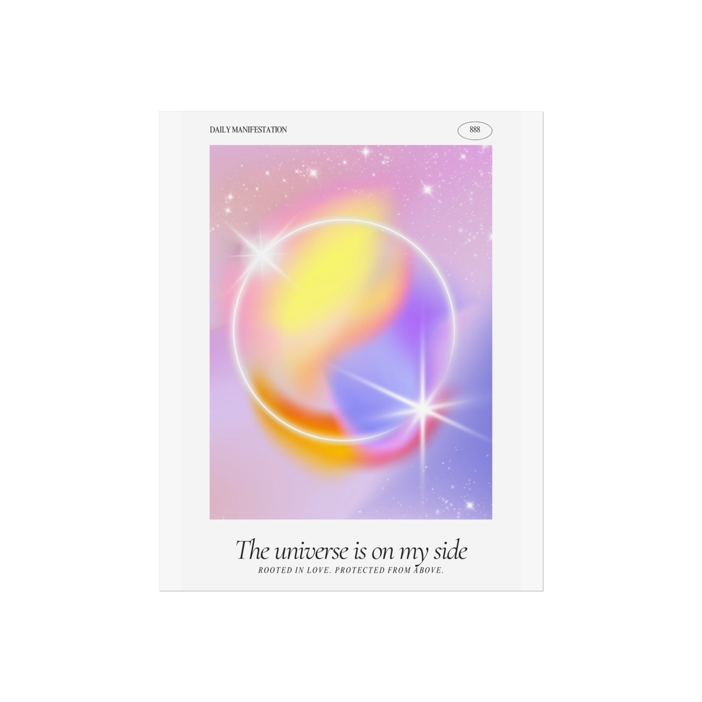 Motivational quote poster with a positive manifestation message and dreamy design for bedroom and office wall decor.