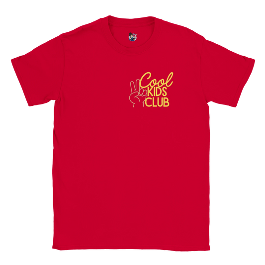 Cool Kids Club t-shirt featuring a playful corner graphic design promoting confidence, individuality, and positive self-expression.