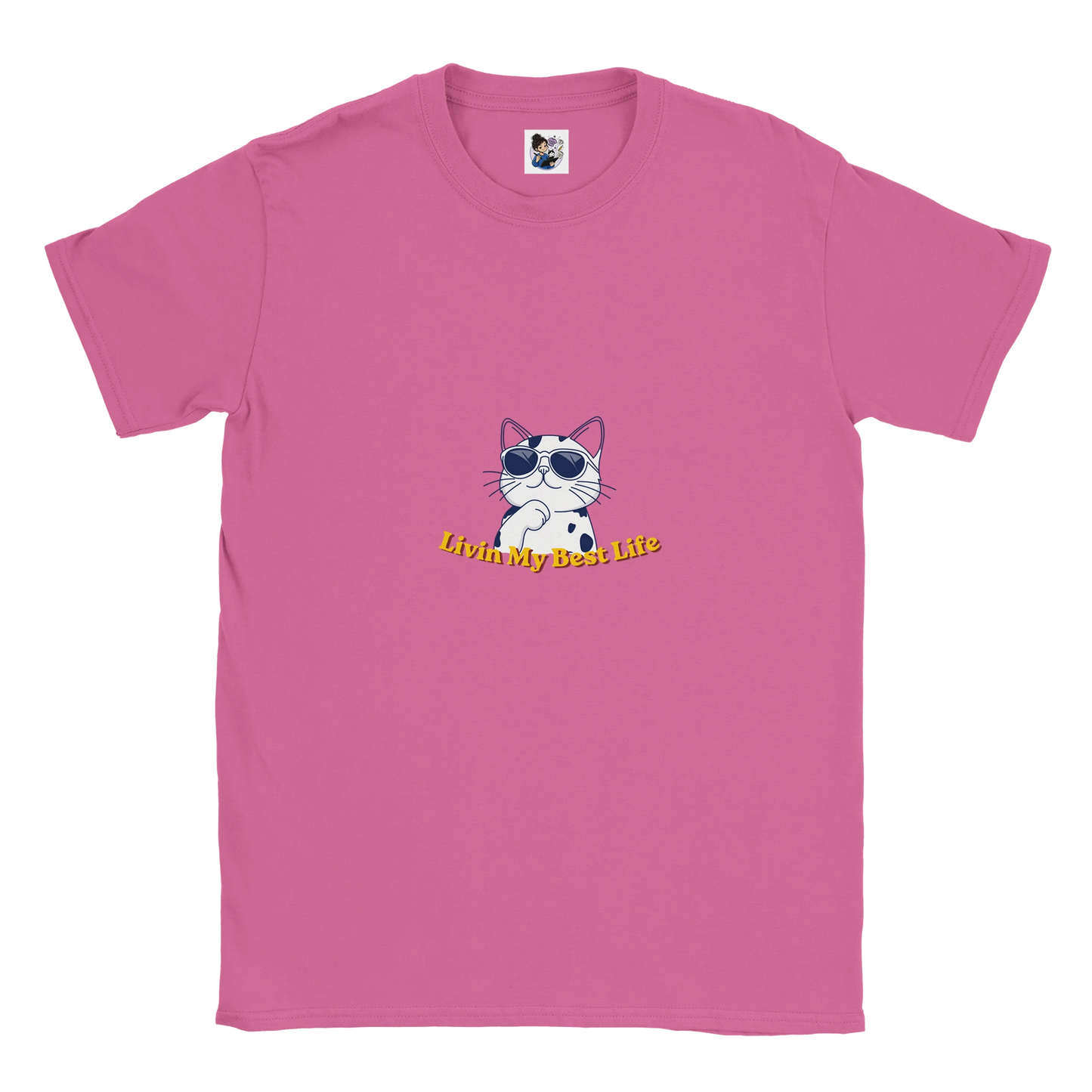 Colourful Living My Best Life cat t-shirt featuring a vibrant graphic cat design, unisex tee for cat lovers and animal enthusiasts.