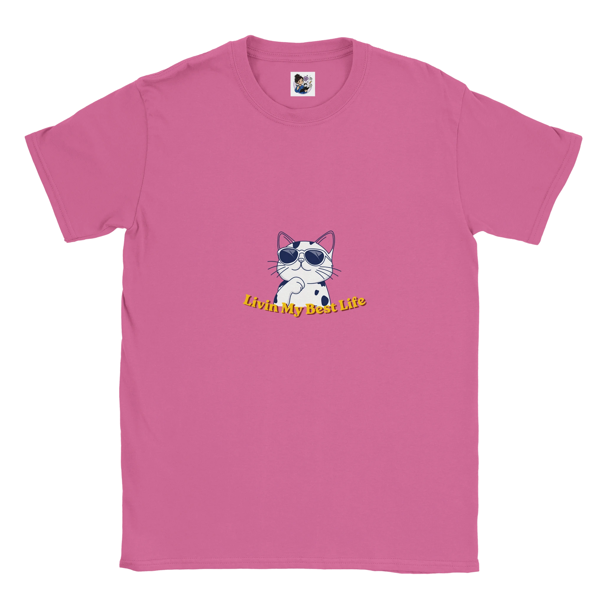 Colourful Living My Best Life cat t-shirt featuring a vibrant graphic cat design, unisex tee for cat lovers and animal enthusiasts.