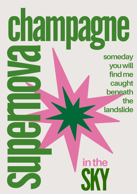 Oasis Inspired Champagne Supernova A4 Print