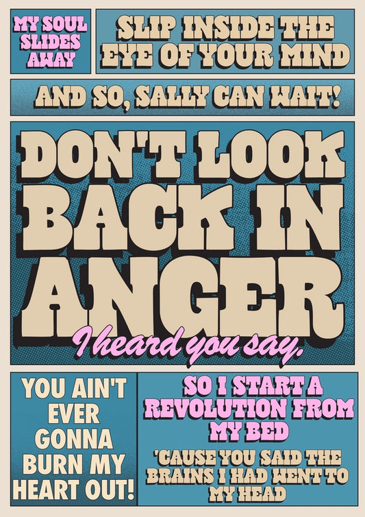 Oasis Inspired Don't Look Back in Anger A4 Poster